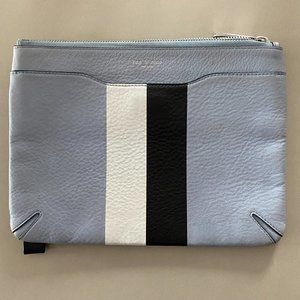 Rag & Bone Blue Striped Leather Zip Clutch